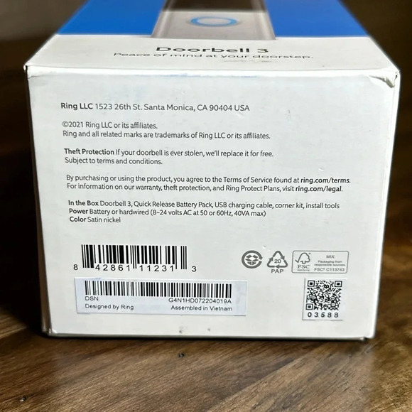 💥NWT RING Doorbell 3 Security Camera Surveillance Audio Video New In Box/Sealed - Picture 6 of 6